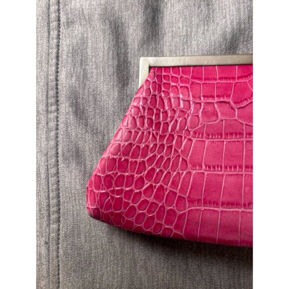 Vintage Clutch Wallet Women's Crocodile Texture Pink Accordion Style Flat Wallet - Picture 2 of 6